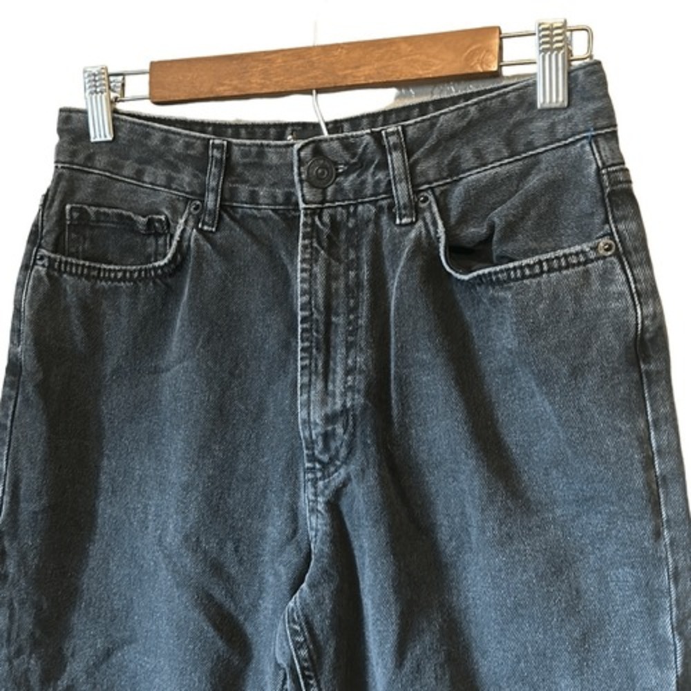 Black Wash High Waisted Tapered Leg Denim Jeans Classic Casual Everyday Style - Picture 3 of 6